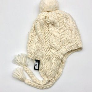 Cream Winter beanie hat cap for men women teen youth thick chunky fleece lining